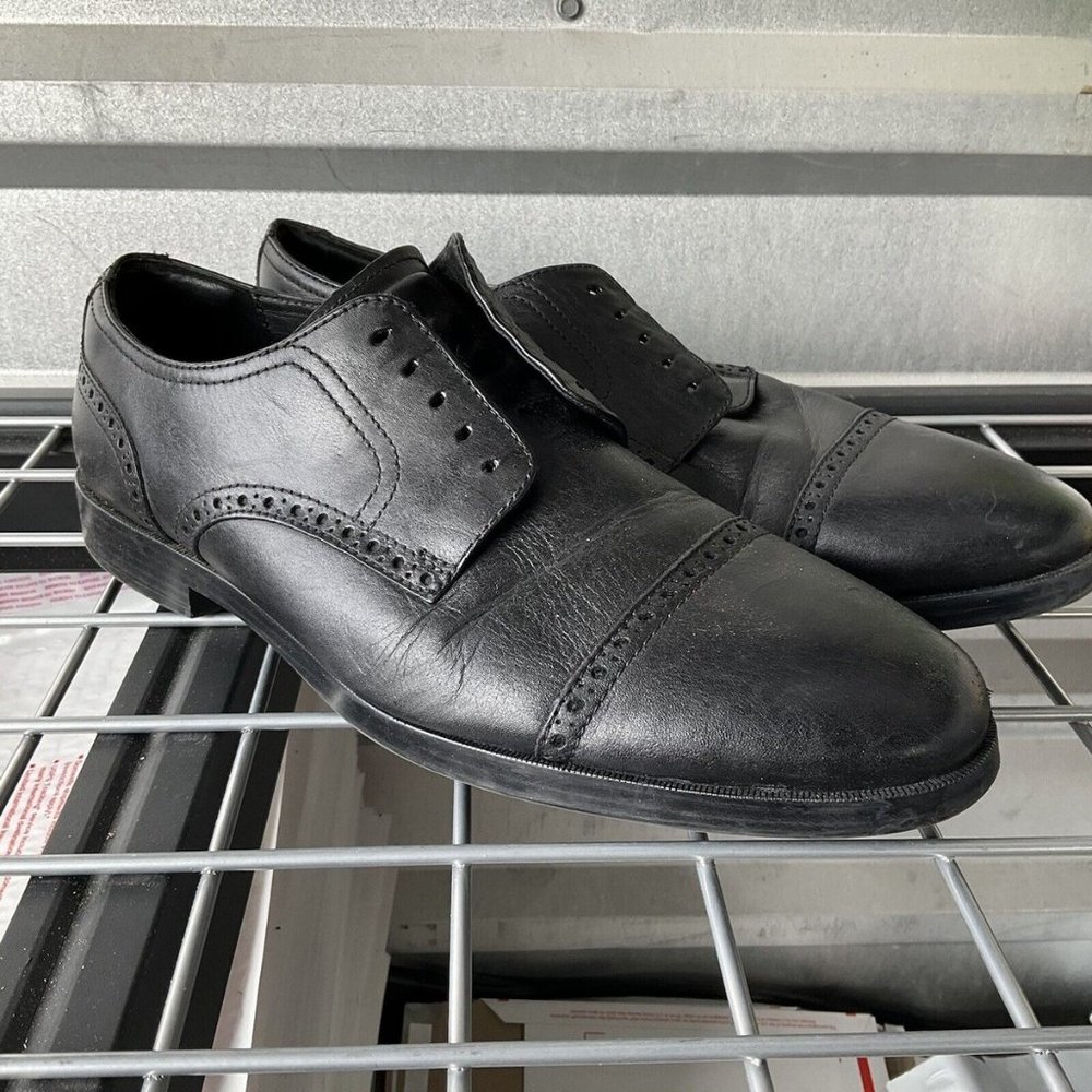 Cole Haan Men’s Grand OS Shoes Oxfords Black Leather Cap Toe Size 10 M No Laces